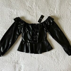 NWT - Dolls Kill - Black Faux Leather Top - Medium